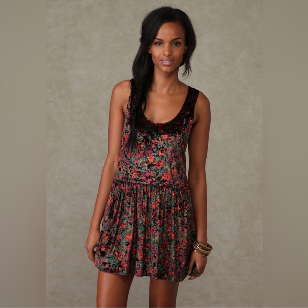 Free People Crushed Velvet Mini Dress with Belt - Picture 6 of 7